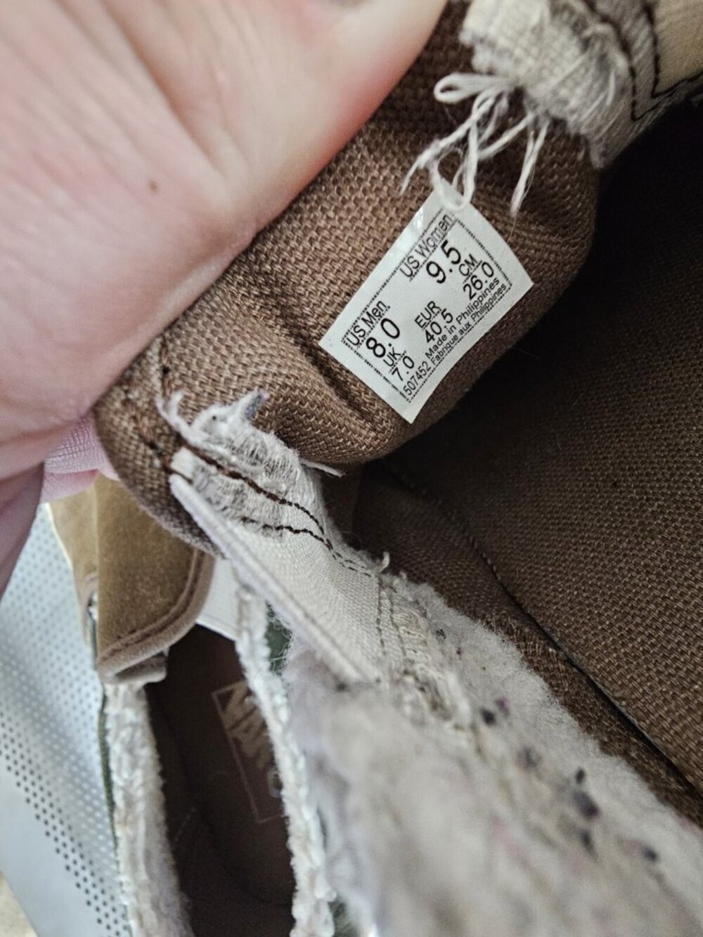 Vans Sherpa Lined Suede Loafers Shoes Casual Tan Green Men's 8 Women's 9.5 - Picture 6 of 7